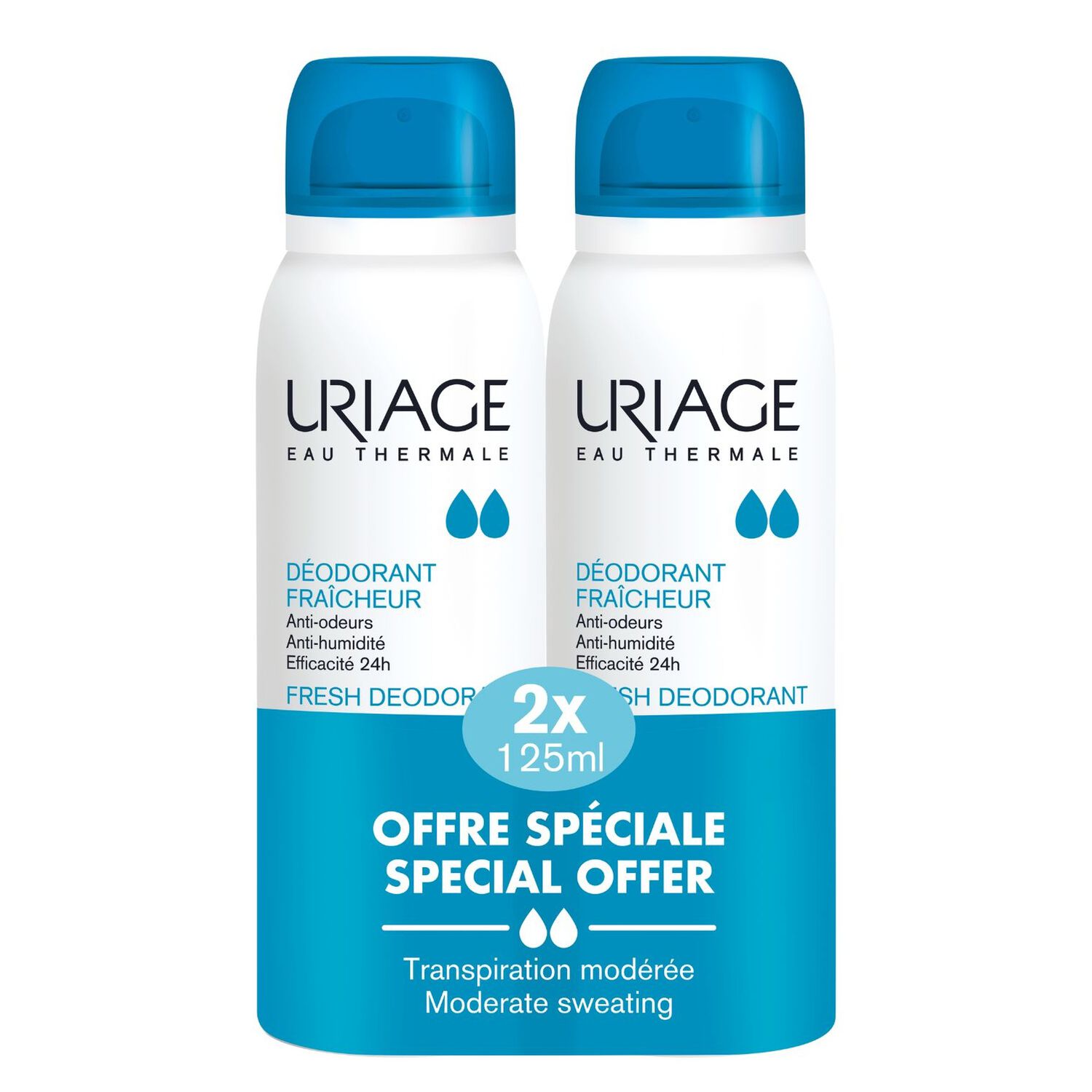 Déodorant - Duo Déodorant Fraîcheur Anti-odeurs Anti-Humidité efficacité 24h 2x125ml