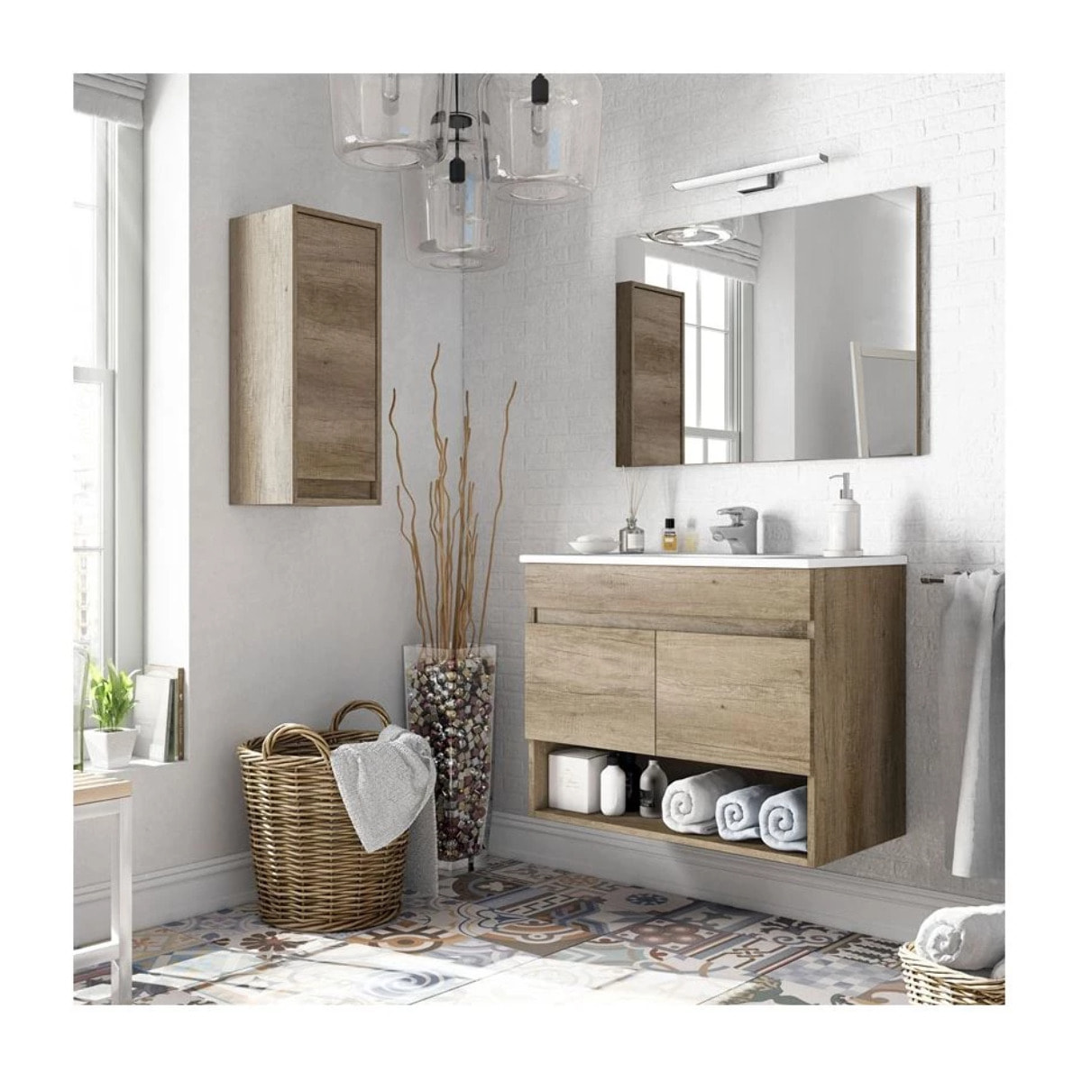 Mueble de baño con espejo Cotton 2 puertas Nordik