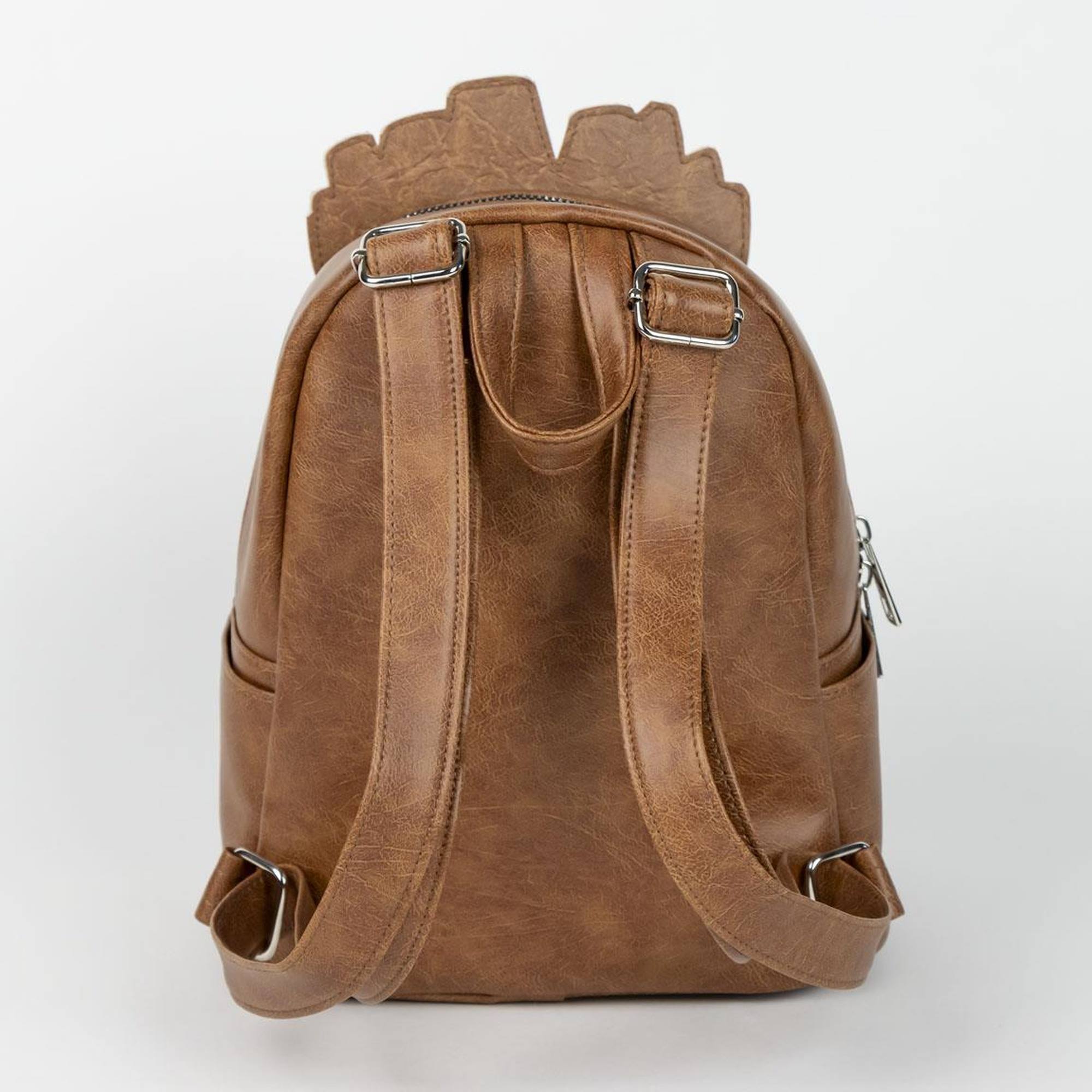 Mochila casual de guardianes de la galaxia - color marrón - 22.5x22.5x7.cm - fabricada en pu - estampado de groot