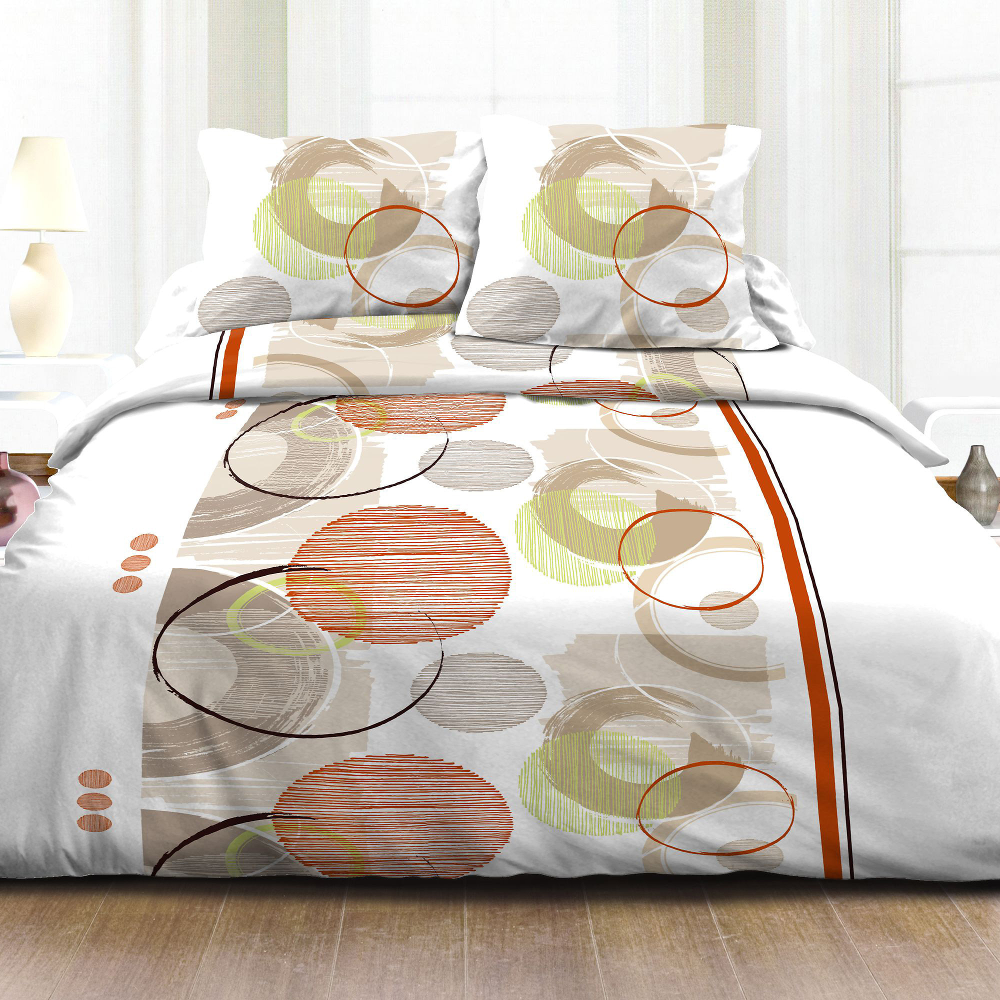 Parure Housse De Couette 3pcs 100% coton 57fils Rhodoide Ocre