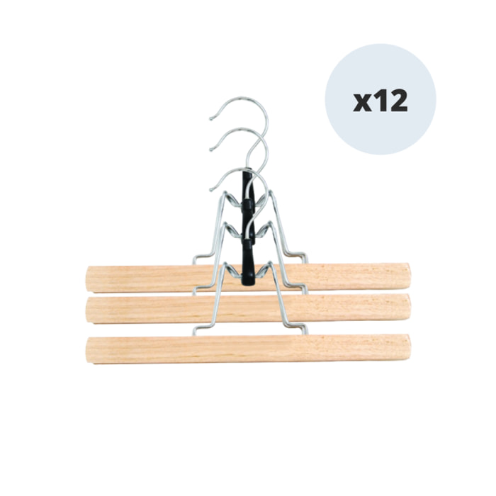 MSV Lot 12 Cintres Bois Jupes Et Pantalons 35Cm