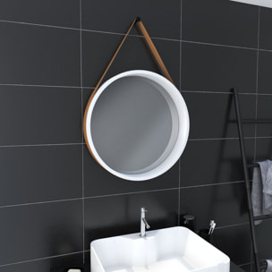 Miroir salle de bain rond type barbier diamètre 50 cm - BARBER WHITE