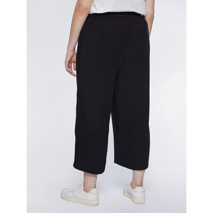 Fiorella Rubino - Pantalones cropped de crespón - Negro