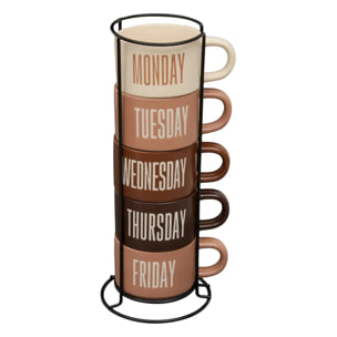 Rack de 5 Mugs S Break Time 190ml marron