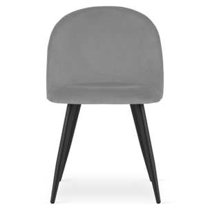Set di 3 sedie Bello in velluto grigio chiaro e metallo nero