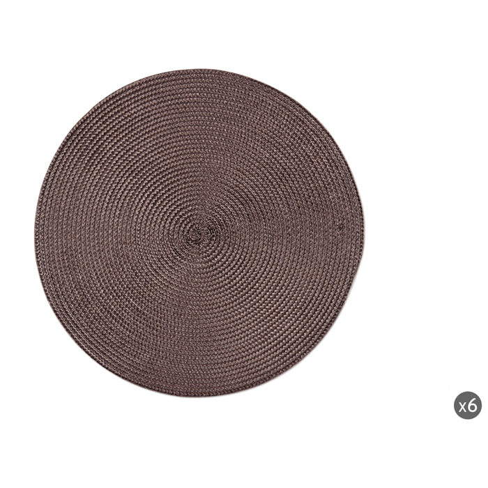 Set de 6 sets de table ronds Excelsa – Round, Polypropylène Marron