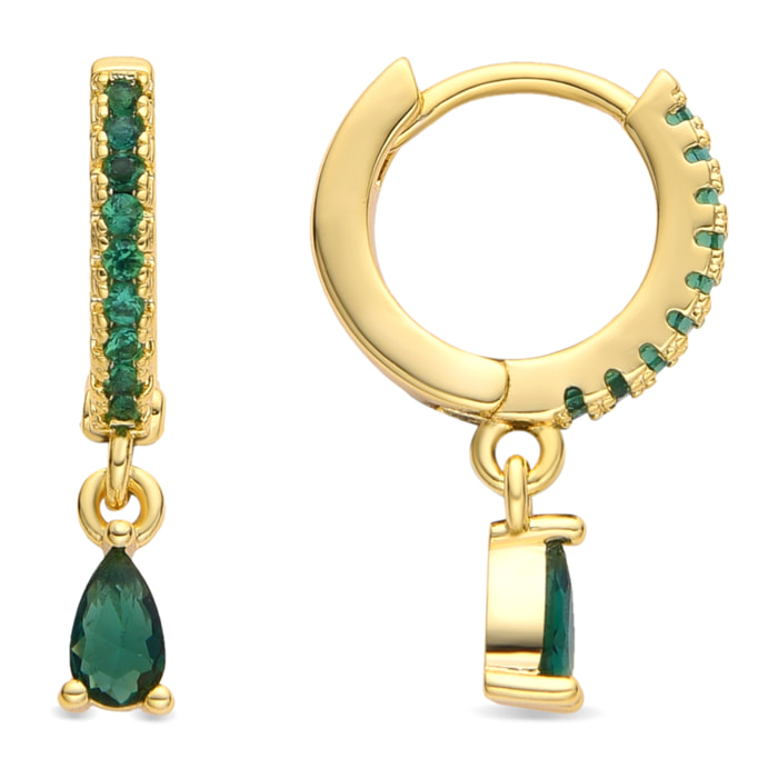 Pendientes acabado oro amarillo de 18k y Circonita Esmeralda