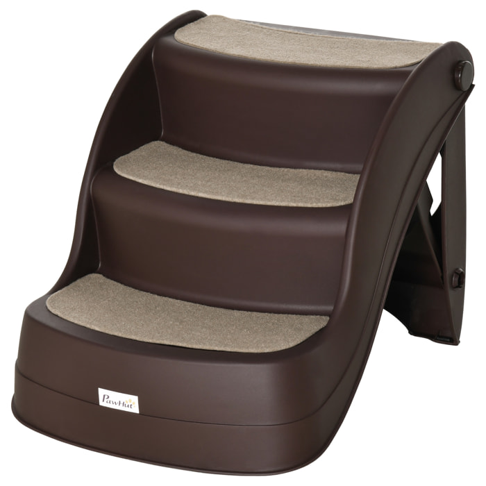 Escalier pour chien animaux pliable 3 marches antidérapant max. 10Kg plastique chocolat