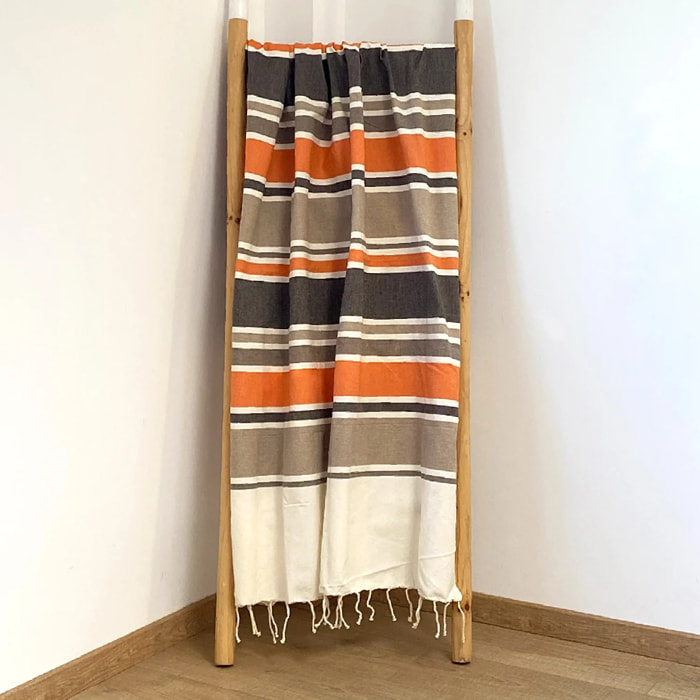 Fouta plate traditionnelle Marron 100x200 190g/m² - Helios Chocolat