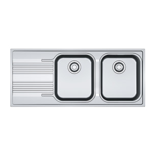 Smart SRX 621 Evier 116x50cm avec double cuve et égouttoir à gauche, Acier inoxydable (101.0356.896)