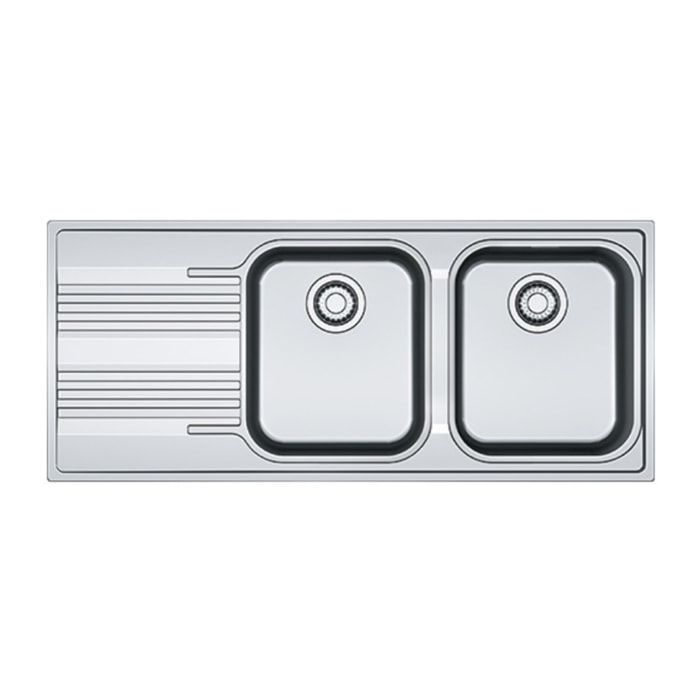 Smart SRX 621 Evier 116x50cm avec double cuve et égouttoir à gauche, Acier inoxydable (101.0356.896)