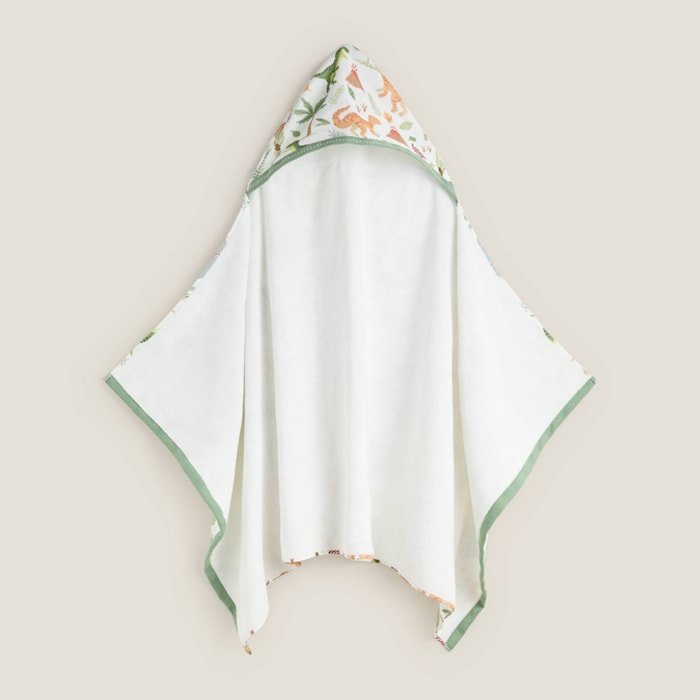 Toalla capucha dinosaurios Dinudini color blanco 100% Algodón