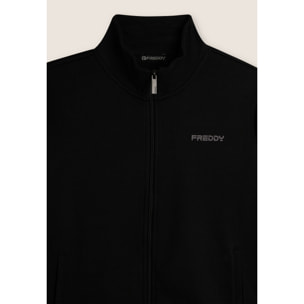 Tuta full zip in felpa garzata con collo alto e gamba dritta