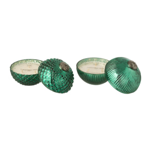 J-Line bougie parfumée Boule de Noël - verre - vert - small - 2 pcs