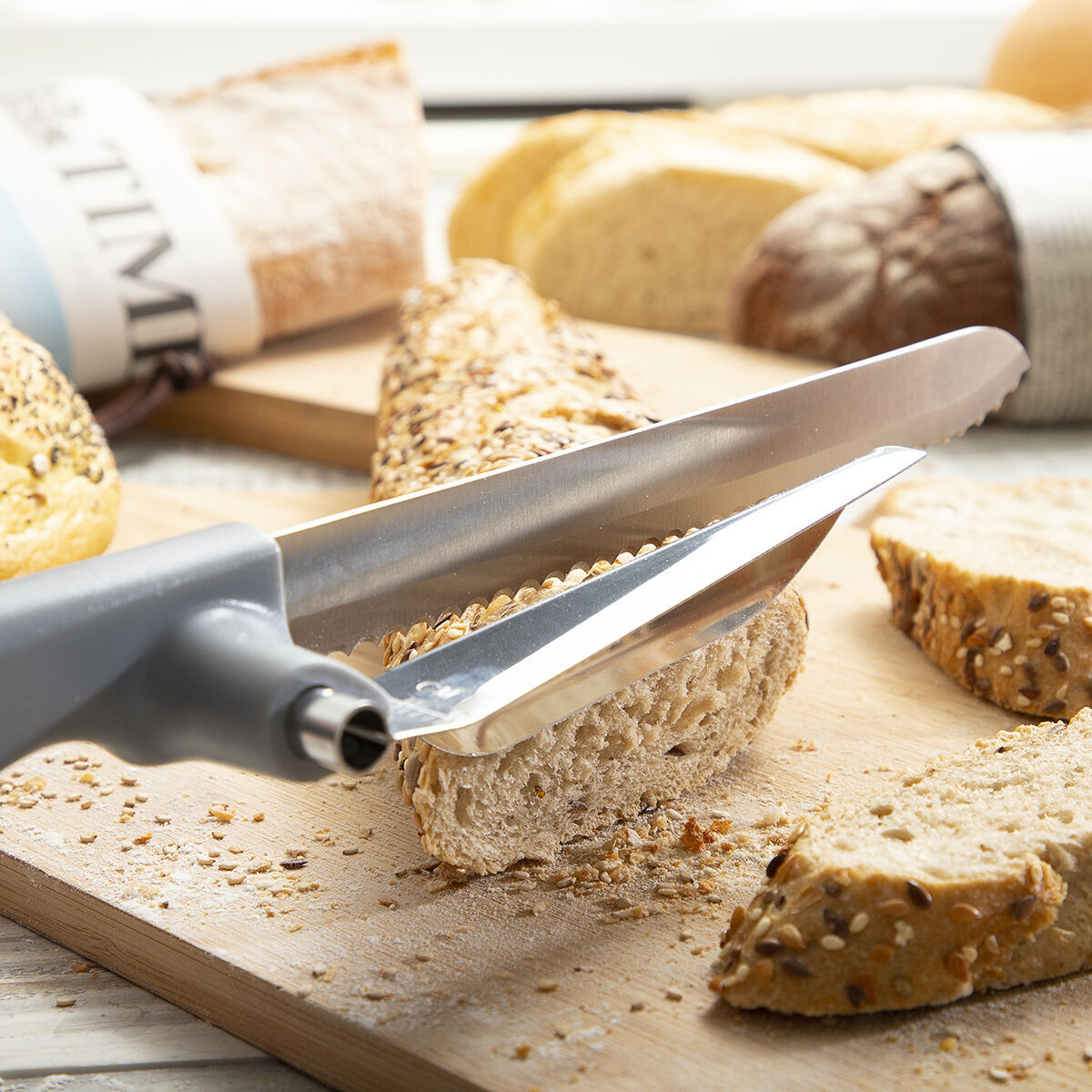 Coltello da Pane con Guida di Taglio Regolabile Kutway InnovaGoods