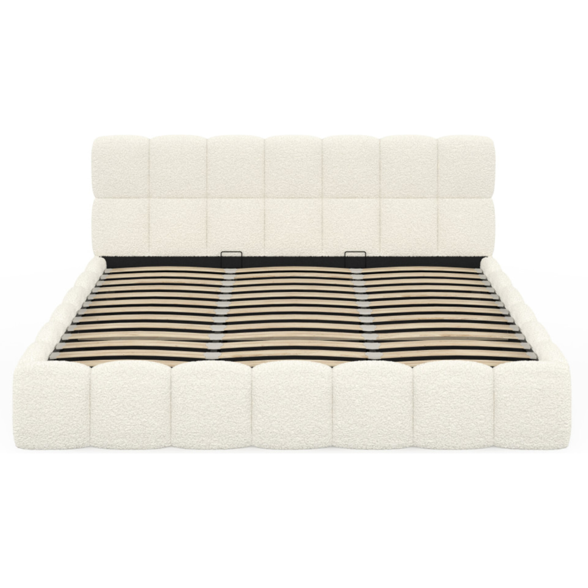 Lit coffre Bubble 180x200cm bouclette blanche