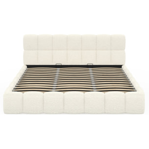Lit coffre Bubble 180x200cm bouclette blanche