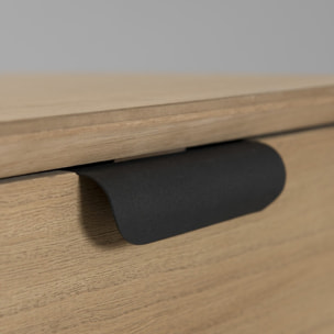 MARGAUX - Buffet bois naturel 1 porte 3 tiroirs pieds épingles métal noir