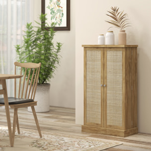 Armoire de cuisine rangement épices 2 portes 4 étagères 12 porte-épices dim. 60 x 30 x 104 cm rotin effet bois