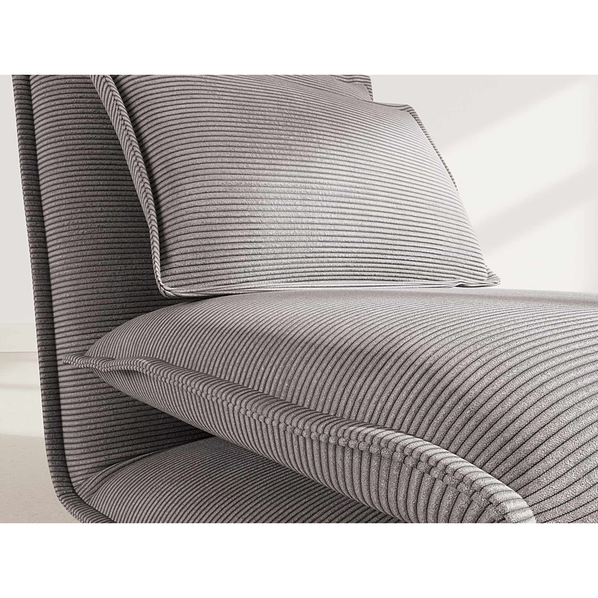 Candice - Banquette 1 place convertible clic-clac en velours côtelé - Gris clair