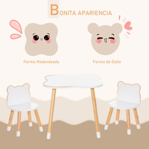 Juego de Mesa Infantil y 2 Sillas de Madera para Sala de Juego Dormitorio Niños