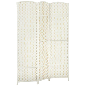 HOMCOM Biombo Plegable de 3 Paneles 135x180 cm Biombo Separador de Ambientes Pantalla de Privacidad de Polipropileno para Oficina Dormitorio Blanco