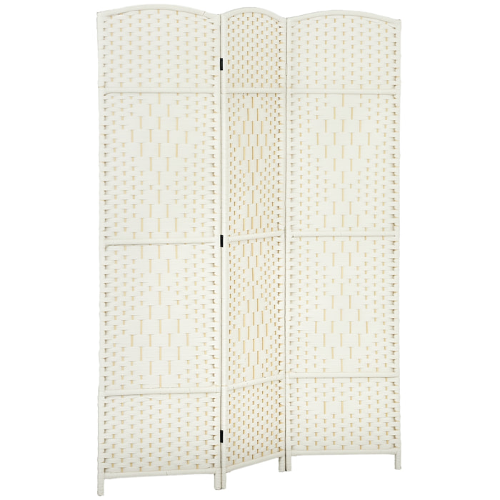 HOMCOM Biombo Plegable de 3 Paneles 135x180 cm Biombo Separador de Ambientes Pantalla de Privacidad de Polipropileno para Oficina Dormitorio Blanco