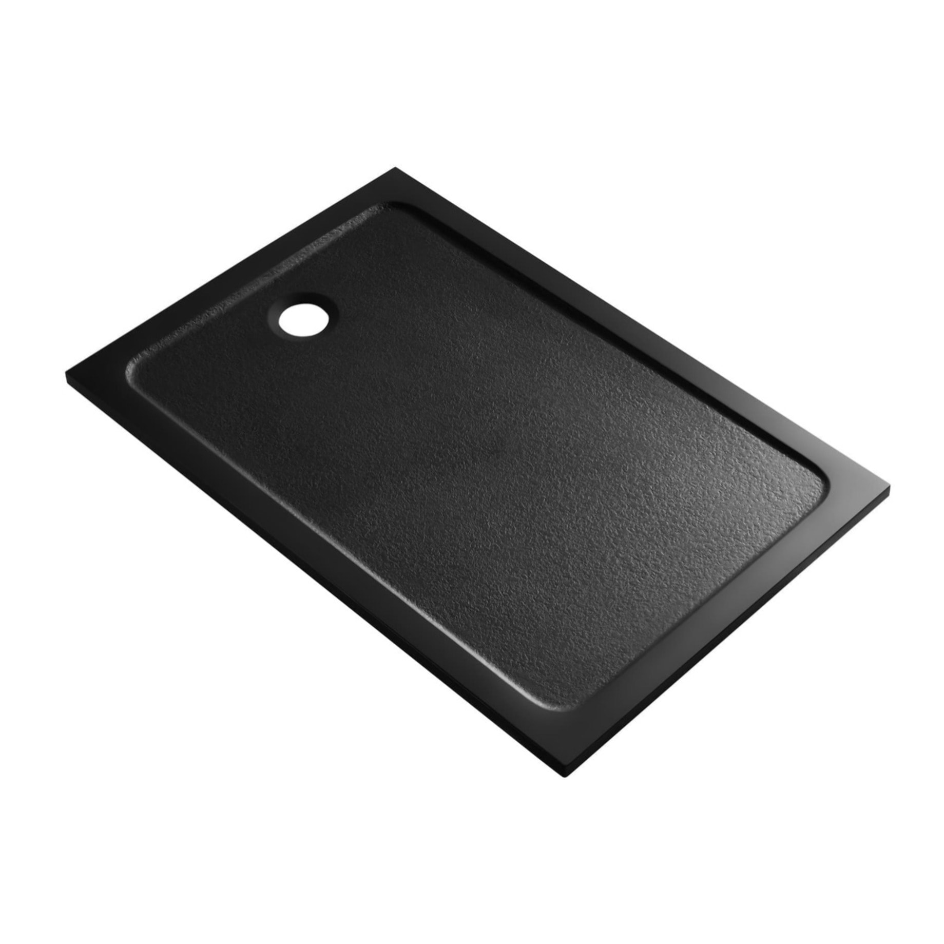 100x80 cm receveur de douche en marbre coulé, Swiss Aqua Technologies Project, sans siphon ni pieds, noir mat (SATSVPRO10080CA)