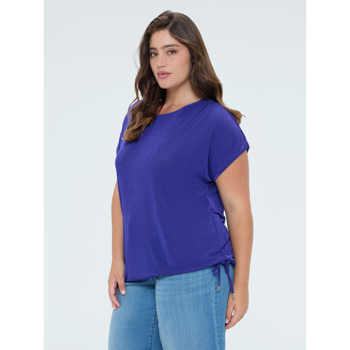 Fiorella Rubino - T-shirt in jersey con coulisse - Viola