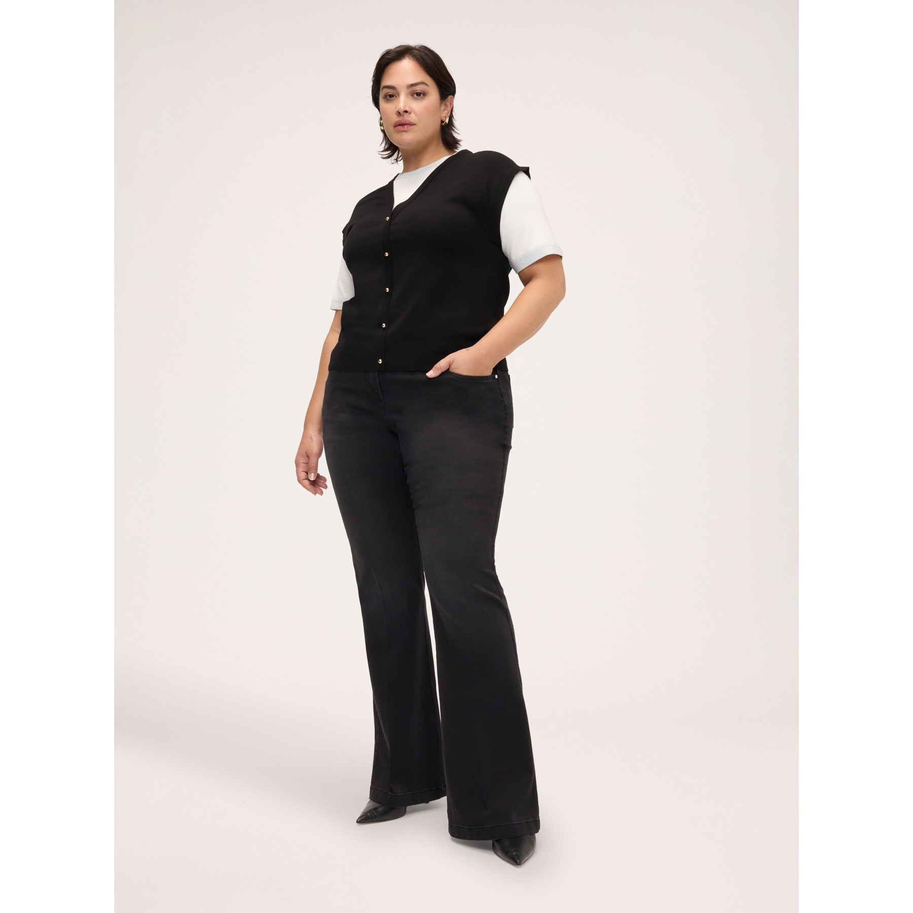 Fiorella Rubino - Jeans Flare lavaggio dark - Nero