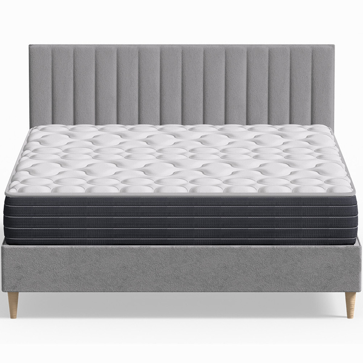 Pack lit en velours + Matelas mémoire de forme - ELIOT & MEMO HR