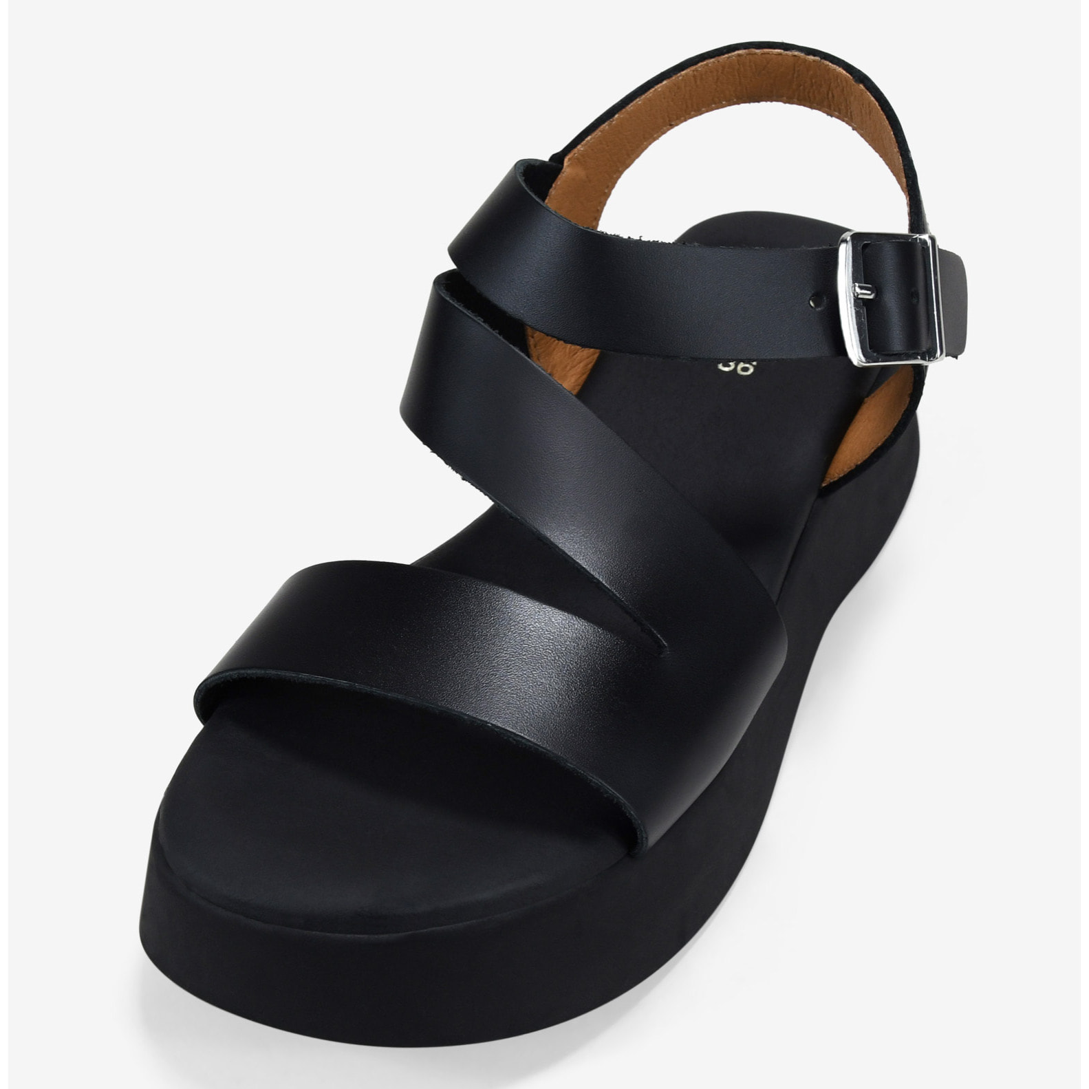 Sandalias de plataforma negras en piel