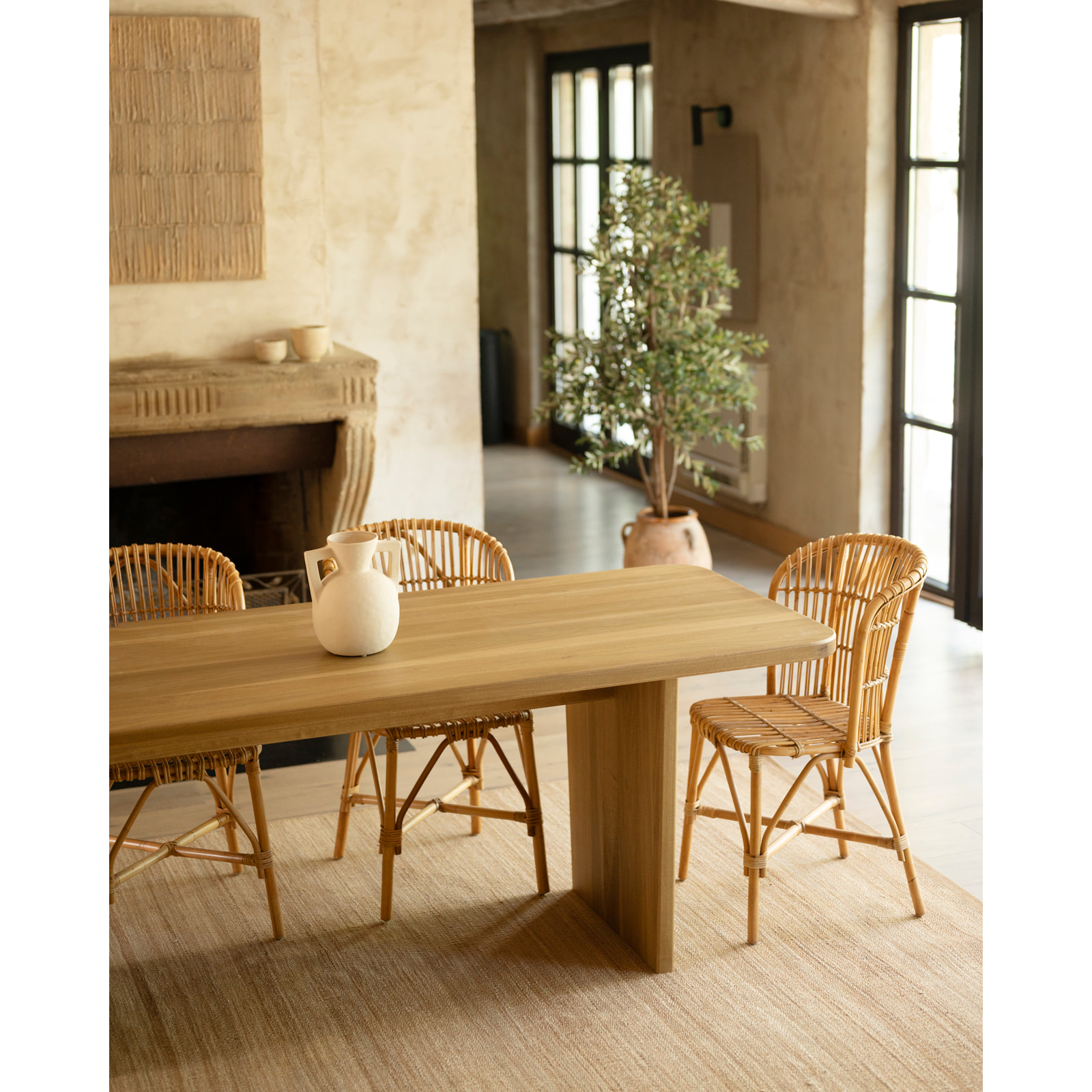 Table à manger en bois massif de peuplier en différentes tailles