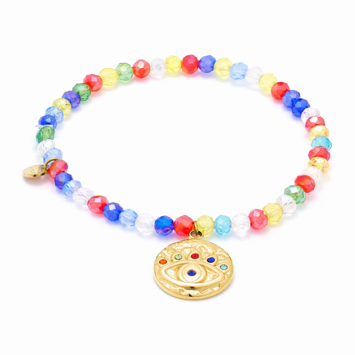 Pulsera de Cristal Multicolor acabada en oro amarillo de 18K- Targey