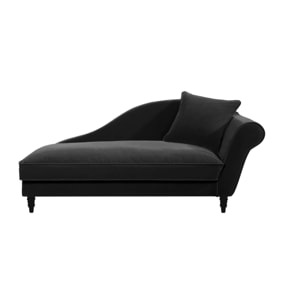 Méridienne gauche ALBA 195 cm velours Noir - 100% déhoussable - Fab. France