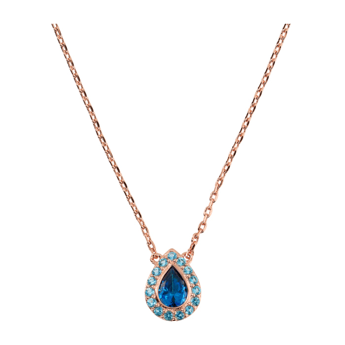 Collana Catena Forzatina con Pendente Goccia in Cubic Zirconia Blu