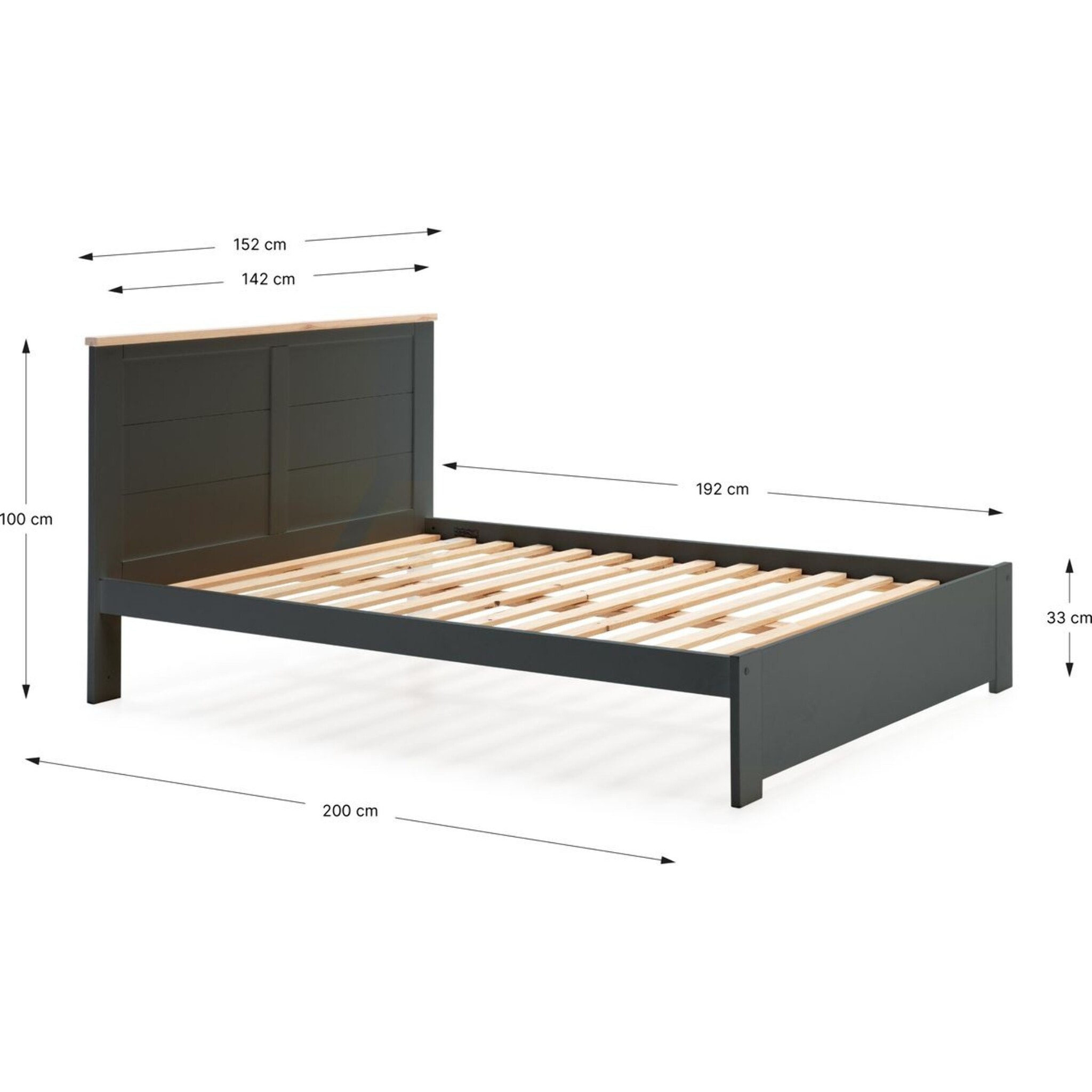 Lit adulte avec tête de lit en bois - NEVEA