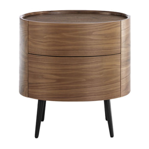 Mesa de noche de nogal 60x42x60cm