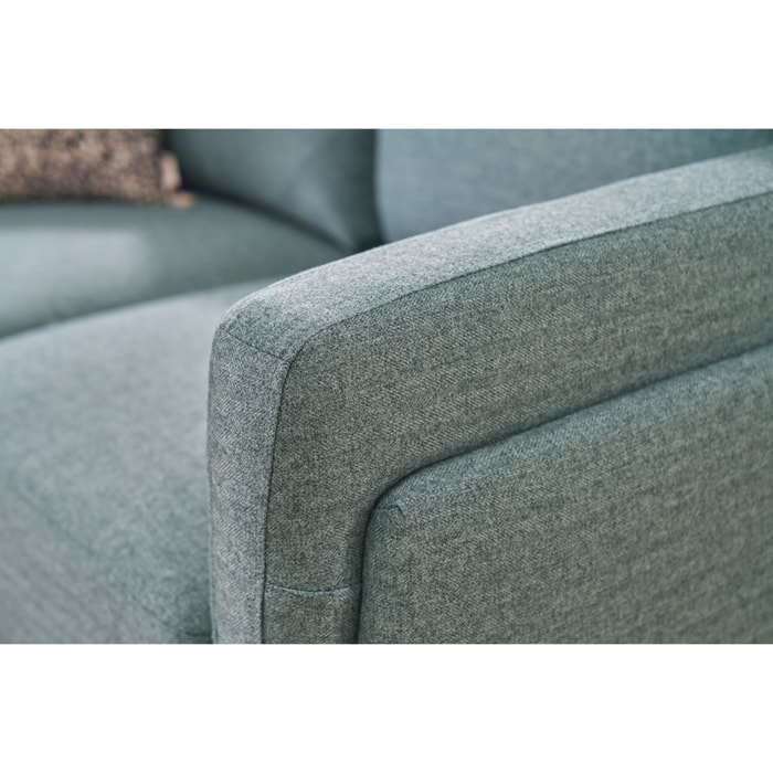 Canapé design 2 places en tissu vert de gris et métal noir MOSCO