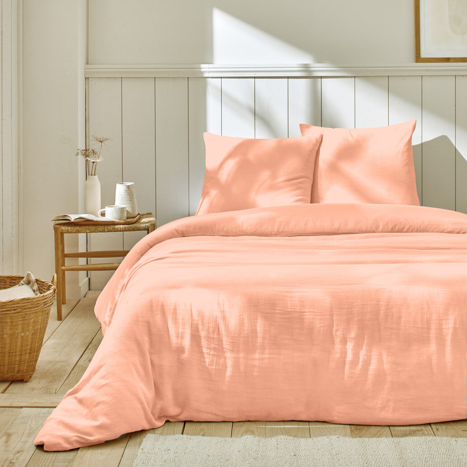 Parure housse de couette gaze de coton lin
