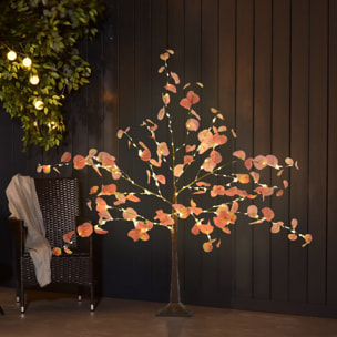 Árbol de Eucalipto Otoñal Artificial 120 cm Lámpara de Árbol con 175 Luces LED y Base Decoración Navidad para Interiores y Exteriores Naranja