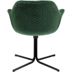 Chaise avec accoudoirs pivotante Colmar velours vert Kare Design