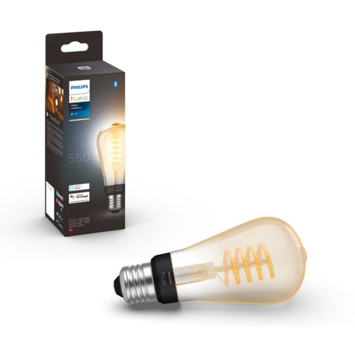 Ampoule LED connectée PHILIPS HUE White Ambiance E27 7W Filament