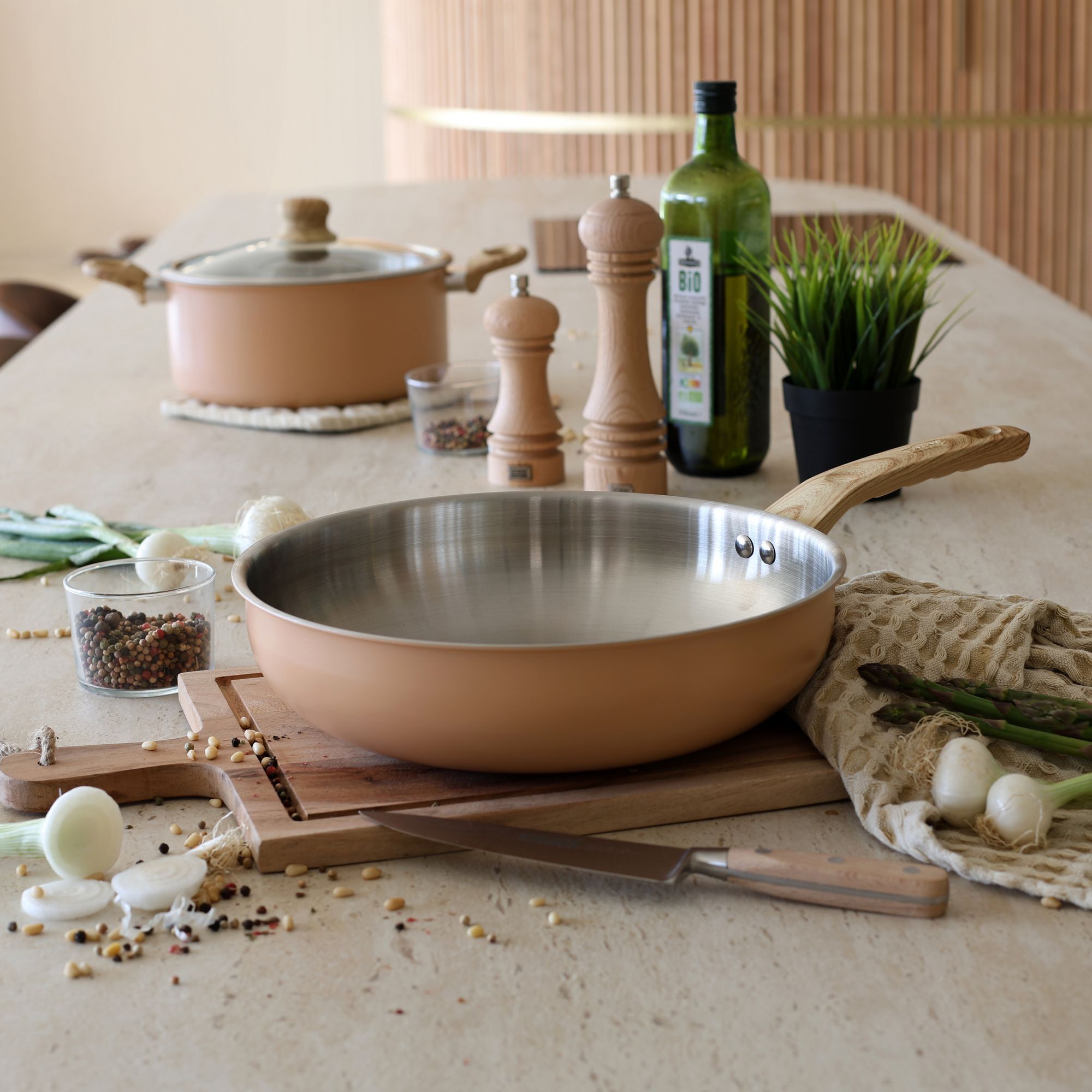 Batterie de cuisine 8 pièces en acier inoxydable - tous feux EASYNOX