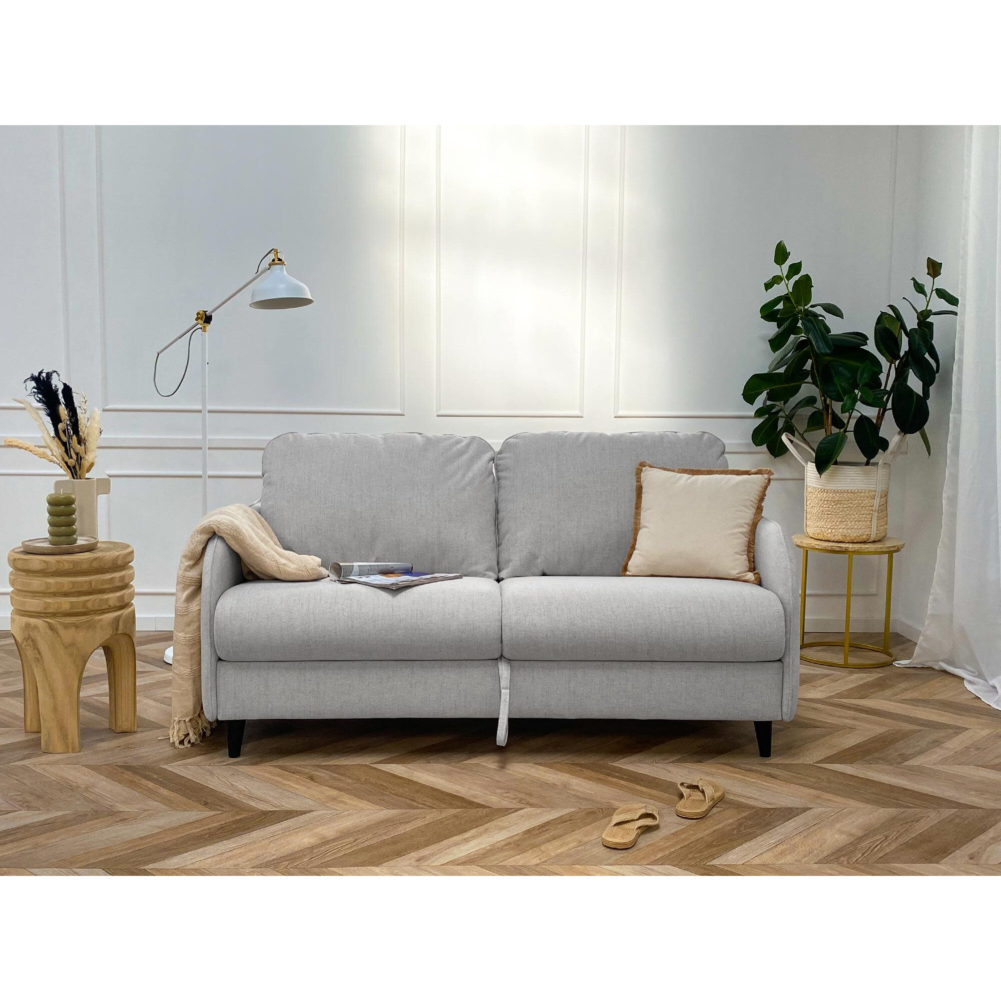 Cosmos - canapé 3 places convertible express couchage quotidien 140 cm matelas 11 cm en tissu - Gris