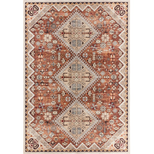 OTTOMAN - Tapis à poils courts doux à motif berbère beige