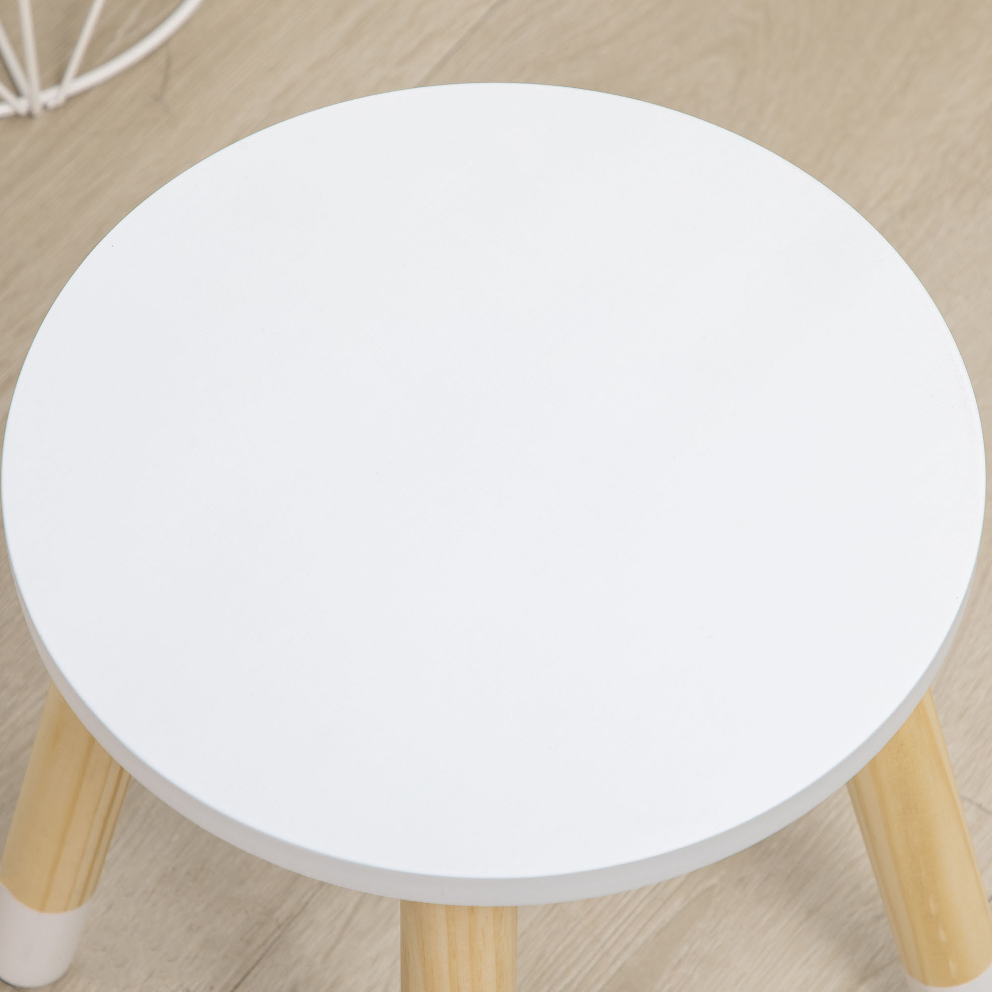 Coiffeuse enfant design scandinave - tabouret inclus - 2 tiroirs, niche, miroir - bois pin MDF blanc