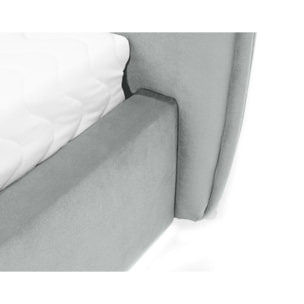 Emy - lit coffre - 160x200 cm - en velours - sommier inclus - Gris clair