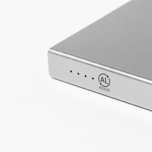 Power Bank in alluminio da 4000 mAh. 2 uscite USB e 1 ingresso di tipo C. Tipo C