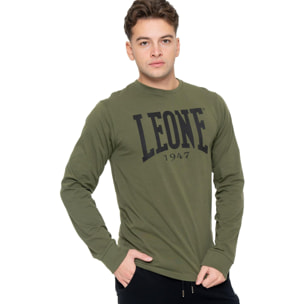 Camiseta de algodón elástico de manga larga con logo grande "Basic" para hombre